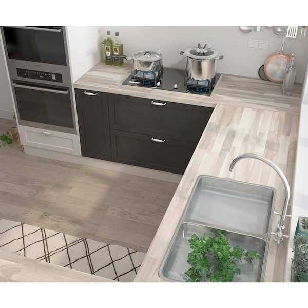 Interbuild Acacia 6 Ft L X 25 In D X 15 In T Butcher Block Countertop Stain Hardwares 