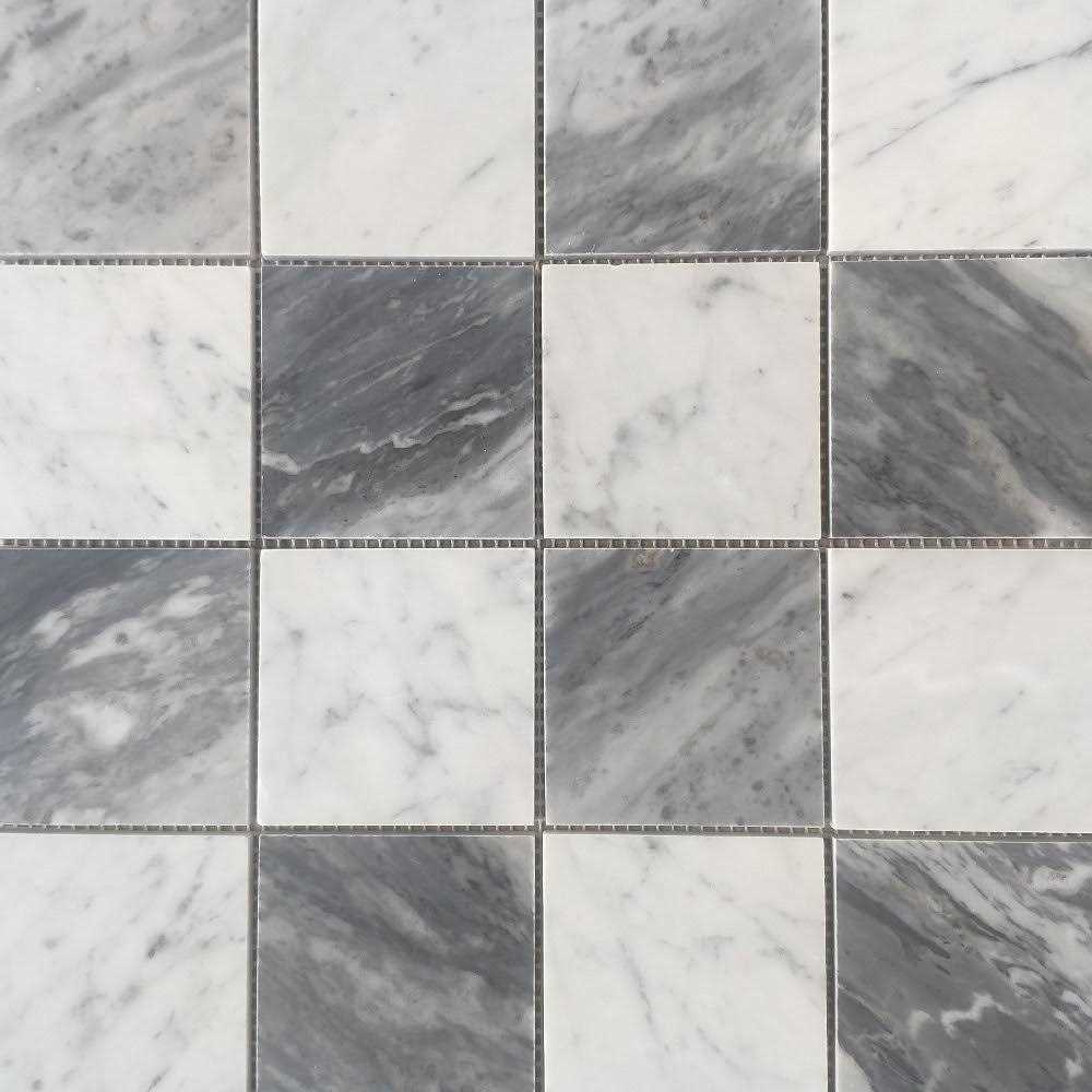 Marble Online 3x3 Checkerboard Carrara White Bardiglio Gray Marble ...