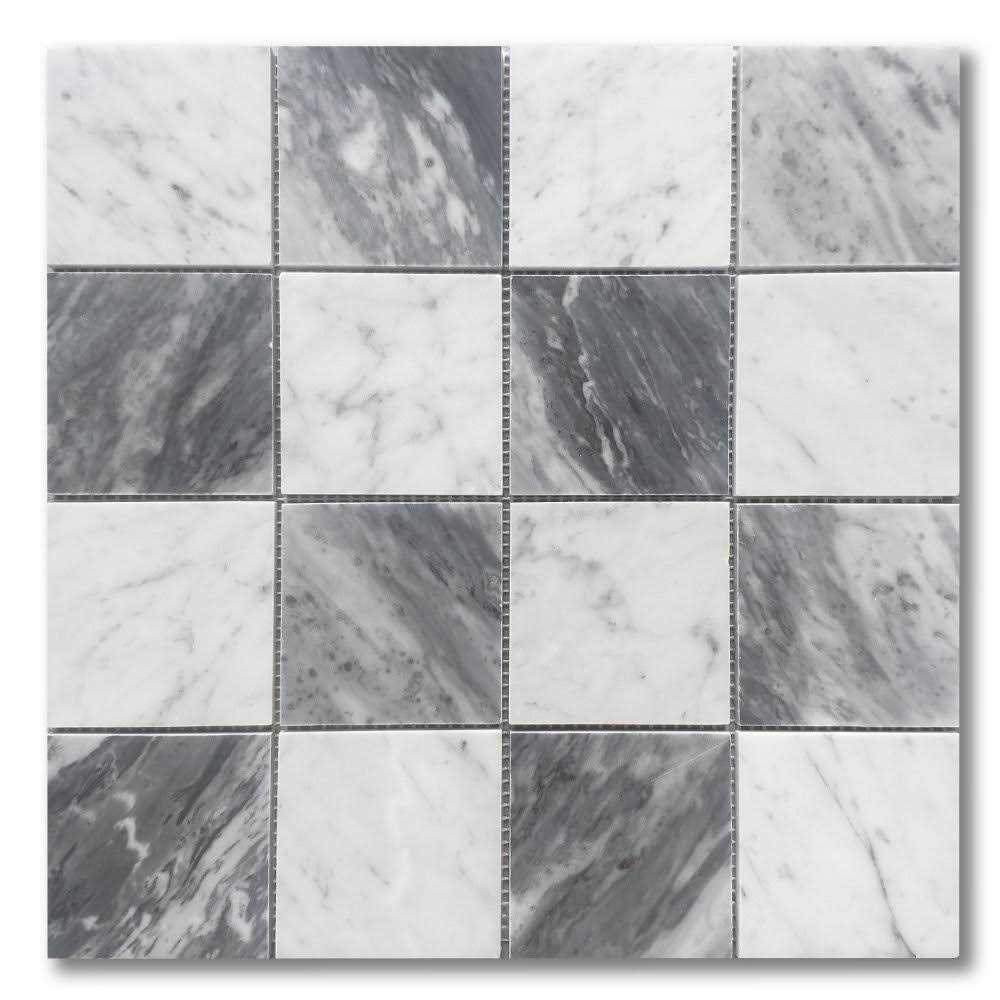 Marble Online 3x3 Checkerboard Carrara White Bardiglio Gray Marble ...