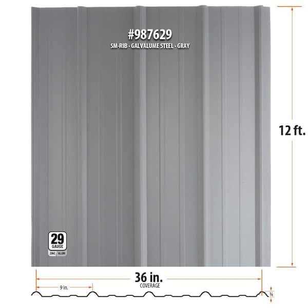 Gibraltar Building Products SM-Rib Galvalume Steel 29-Gauge Roof/Siding ...