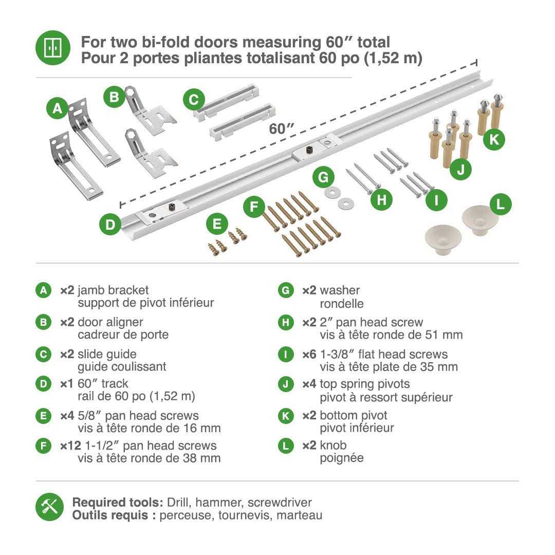 Richelieu Hardware 14027WBC Bi-Fold Door Hardware Kit 60 - Hardwares ...