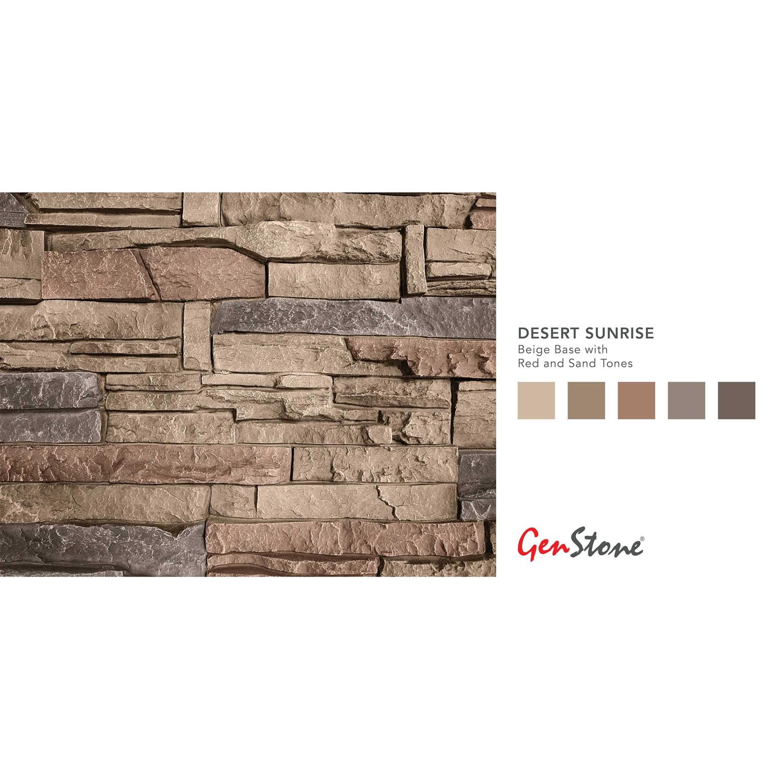 Genstone Stacked Stone Desert Sunrise 12 In X 1375 In X 12 In Faux Stone Siding Right Corner 3475