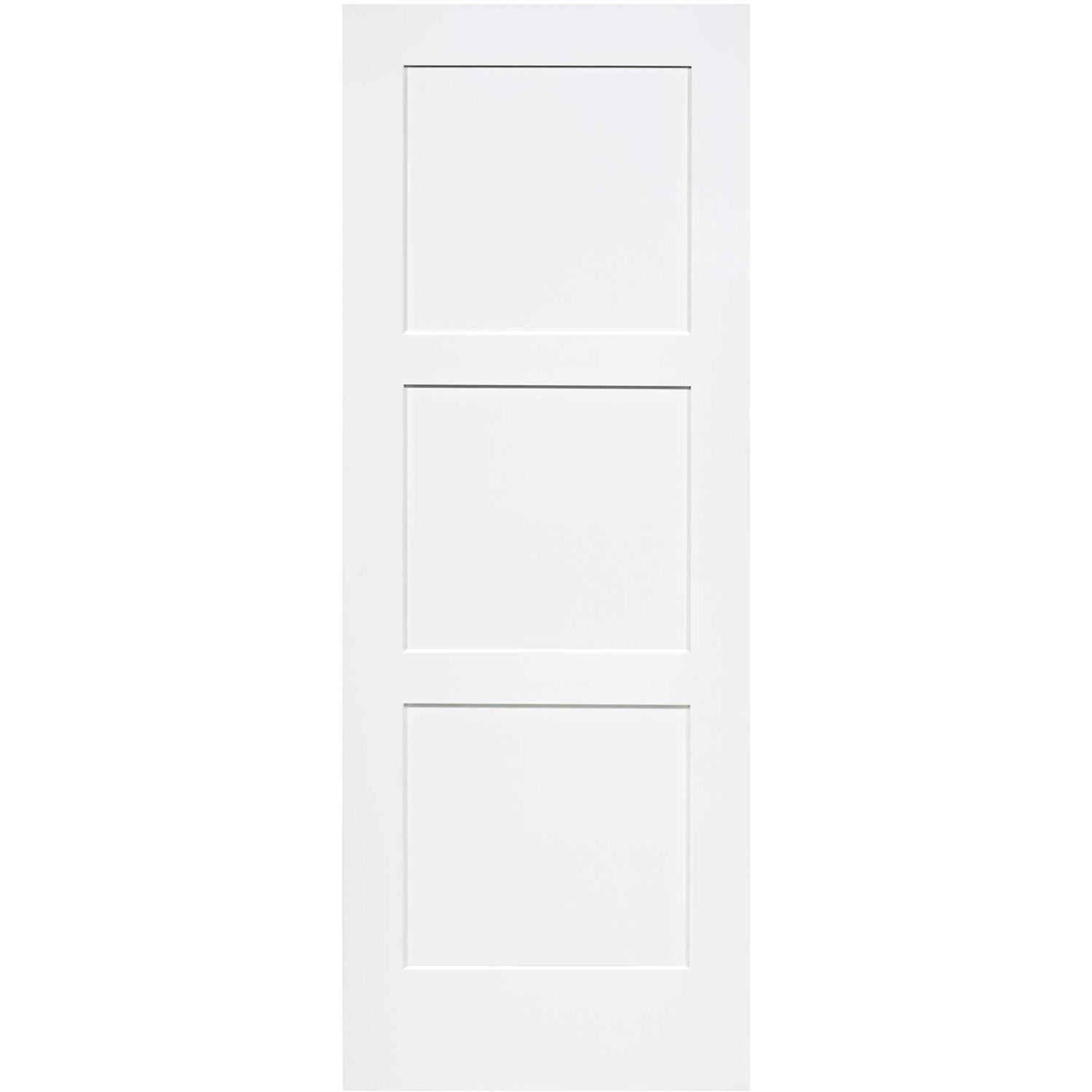 Kimberly Bay 80 in. White 3-Panel Shaker Solid Wood Interior Door Slab ...