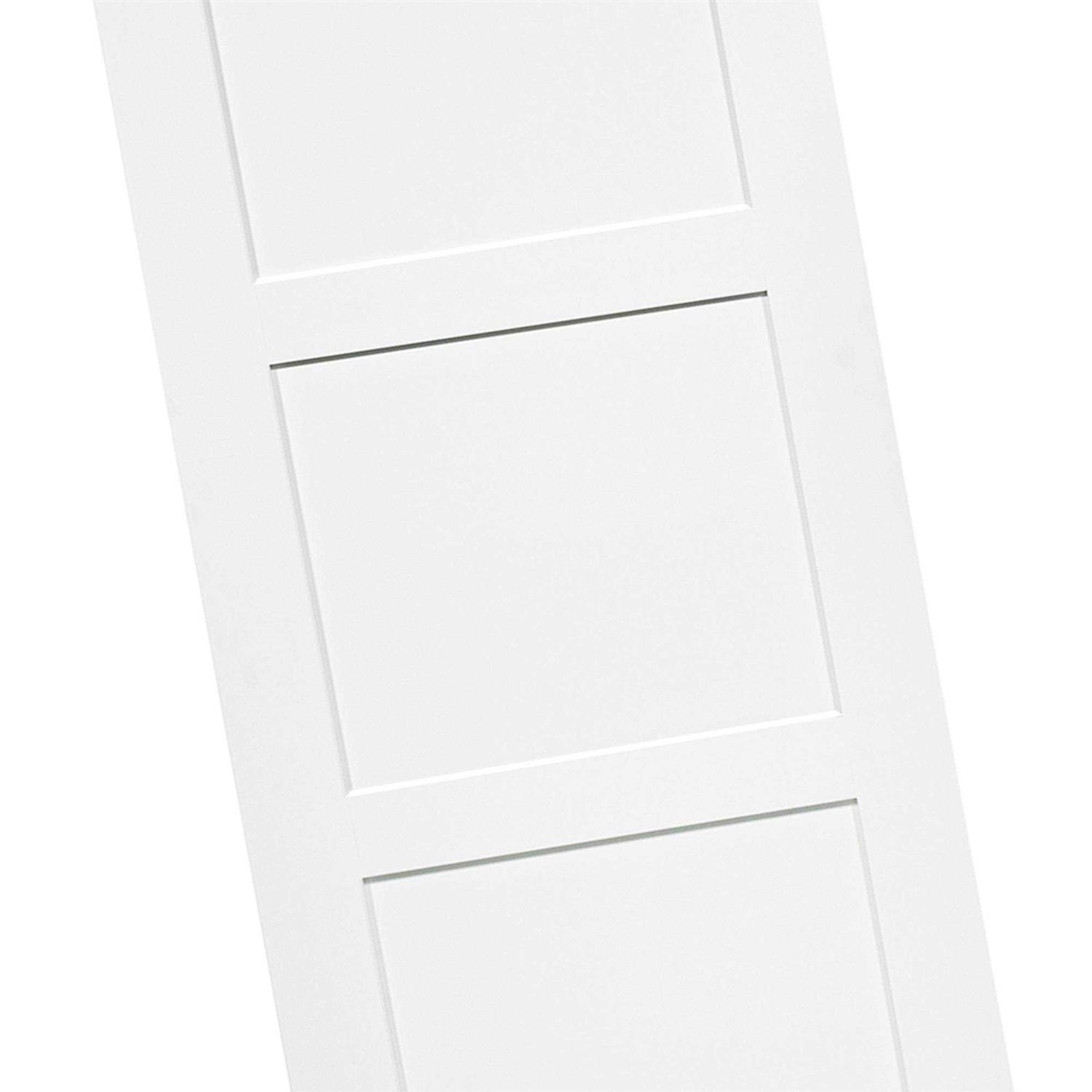 Kimberly Bay 80 in. White 3-Panel Shaker Solid Wood Interior Door Slab ...