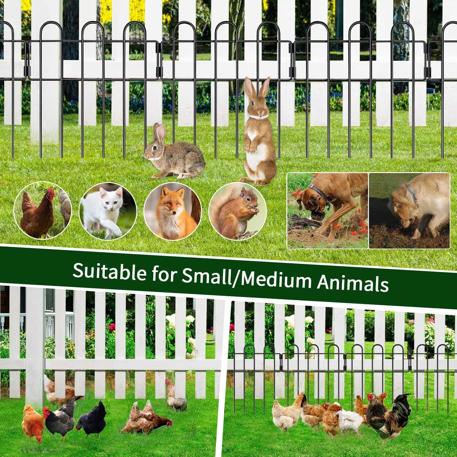 10 Panels Animal Barrier Fence, No Dig Decorative Garden Fences