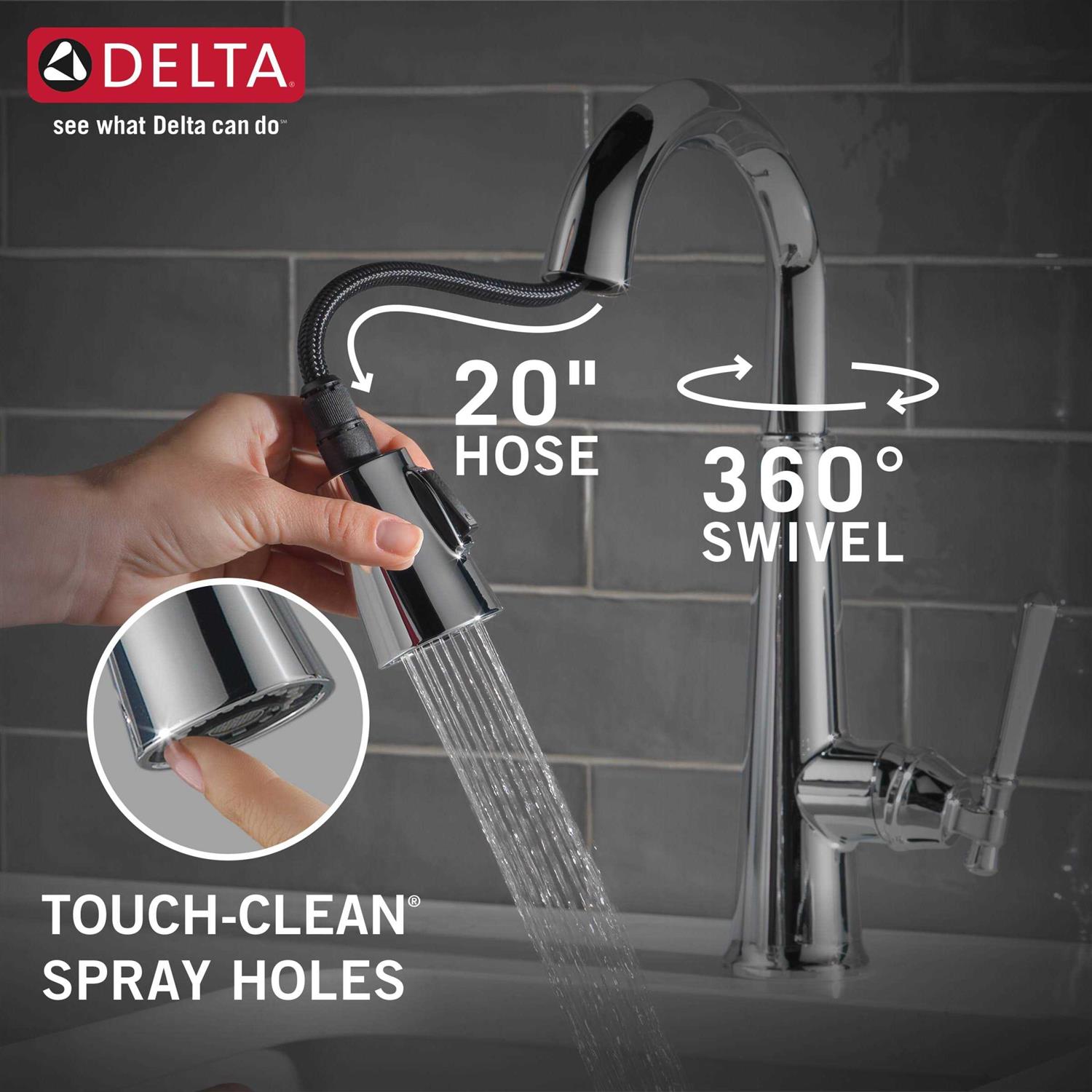 Delta Emmeline Single Handle Pull Down Bar/Prep Faucet 9982 - Hardwares ...